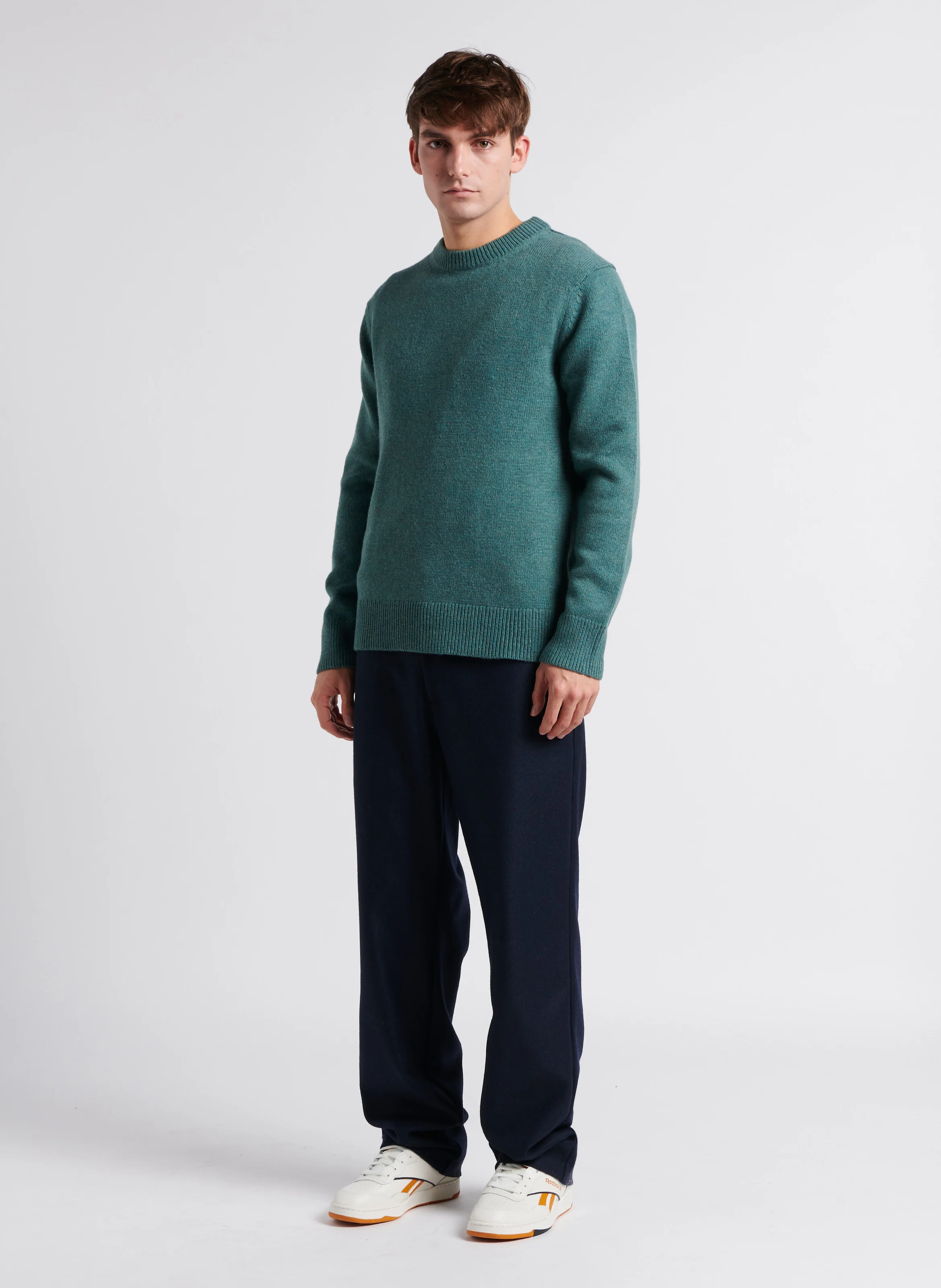 KYLE CHEVIOT - Pantalon droit en laine mélangée| Bleu