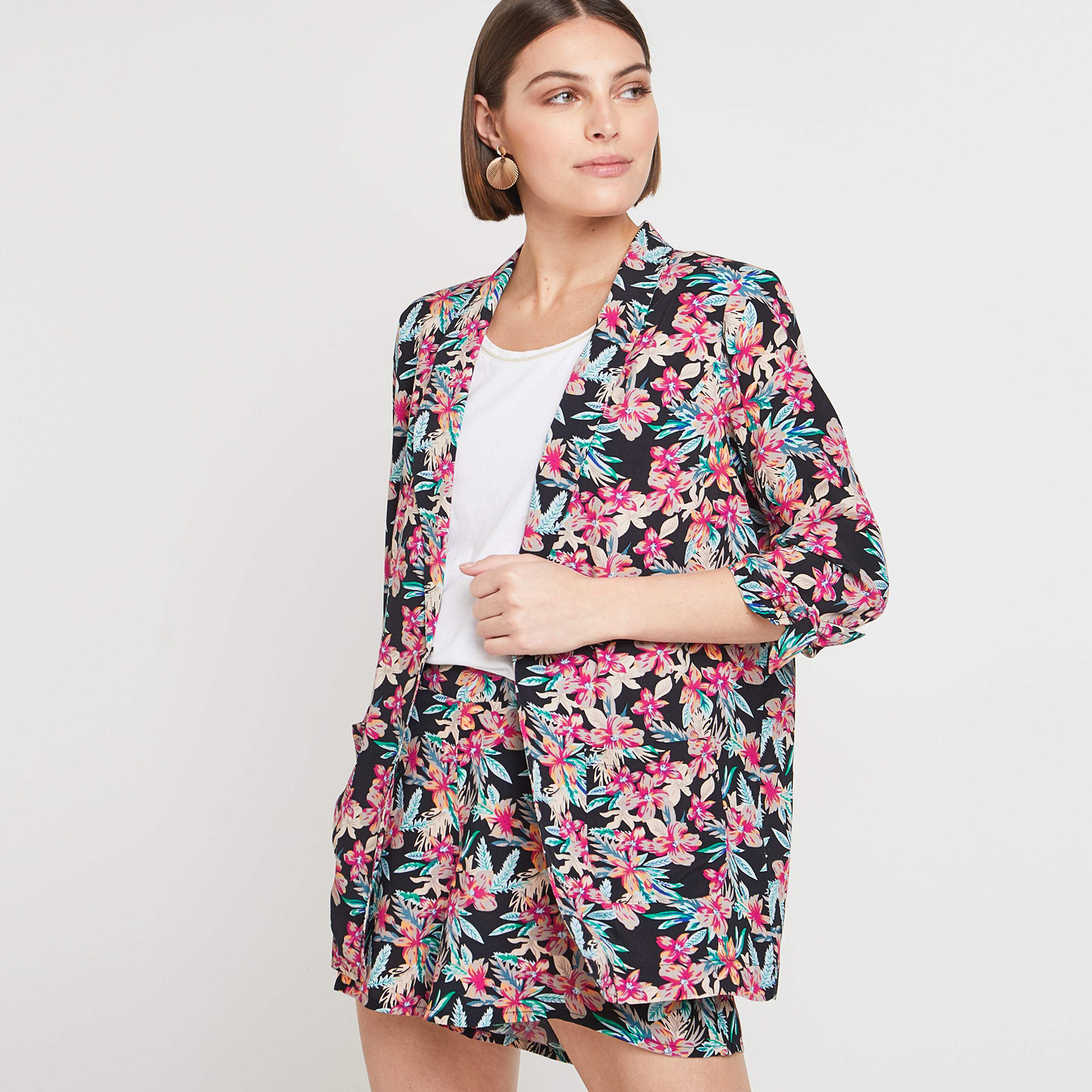 Veste fluide imprimée femme - NOIR