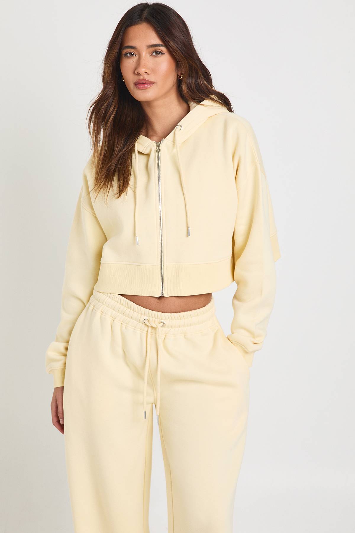 boohoo Ensemble de Jogging 3 Pièces à Casynthétiqueche avec Crop Top à Ourlet Profond