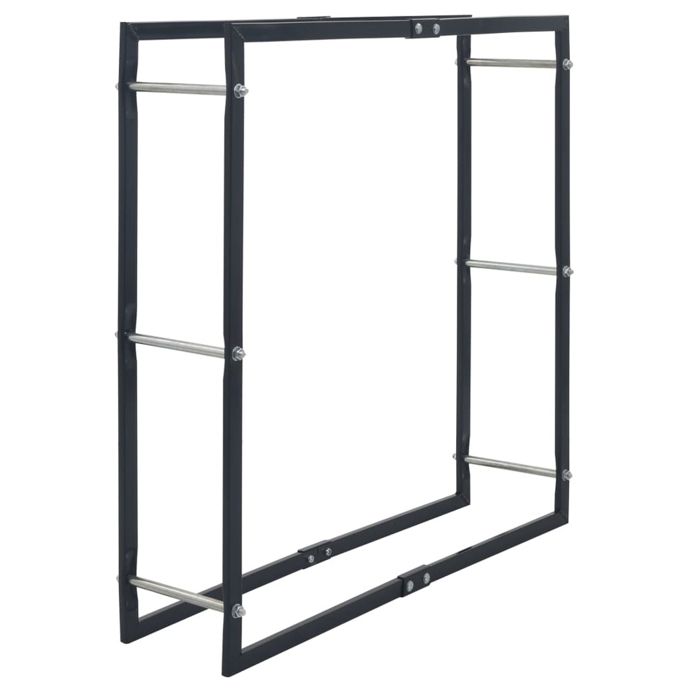 Portant de bois de chauffage noir 100x25x100 cm acier