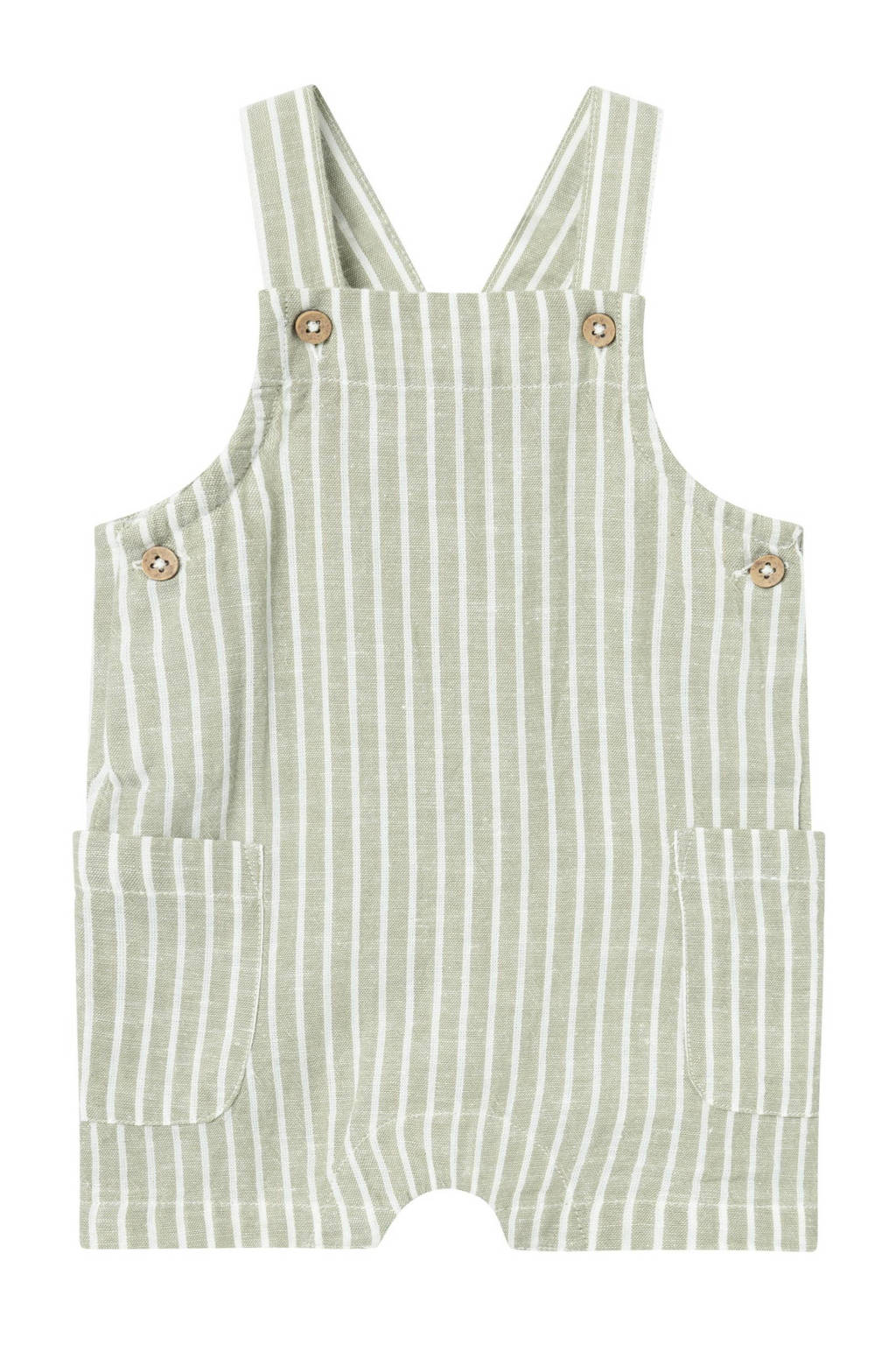 NAME IT baby gestreepte tuinbroek NBMHILOM groen/wit