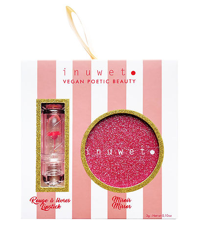 Inuwet Geschenkset - Lippenstift/Spiegel - Flower - Strawberry