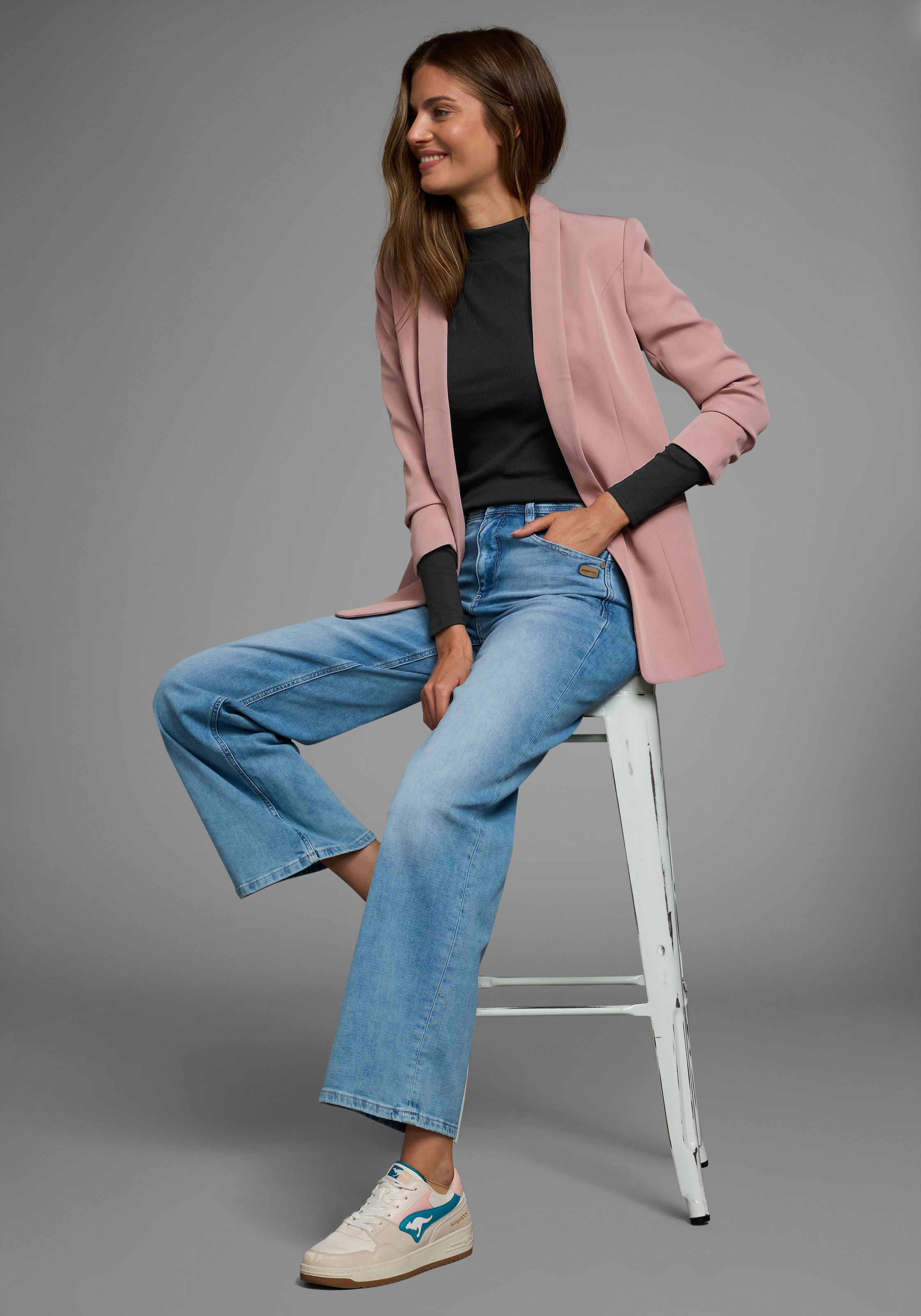 AJC Langarmshirt , langärmelig,  Basic-Stil,  Stehkragen,  ideal für Büro und Freizeit