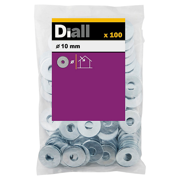 Rondelles plates larges en acier au carbone ø 10mm - 100 pièces