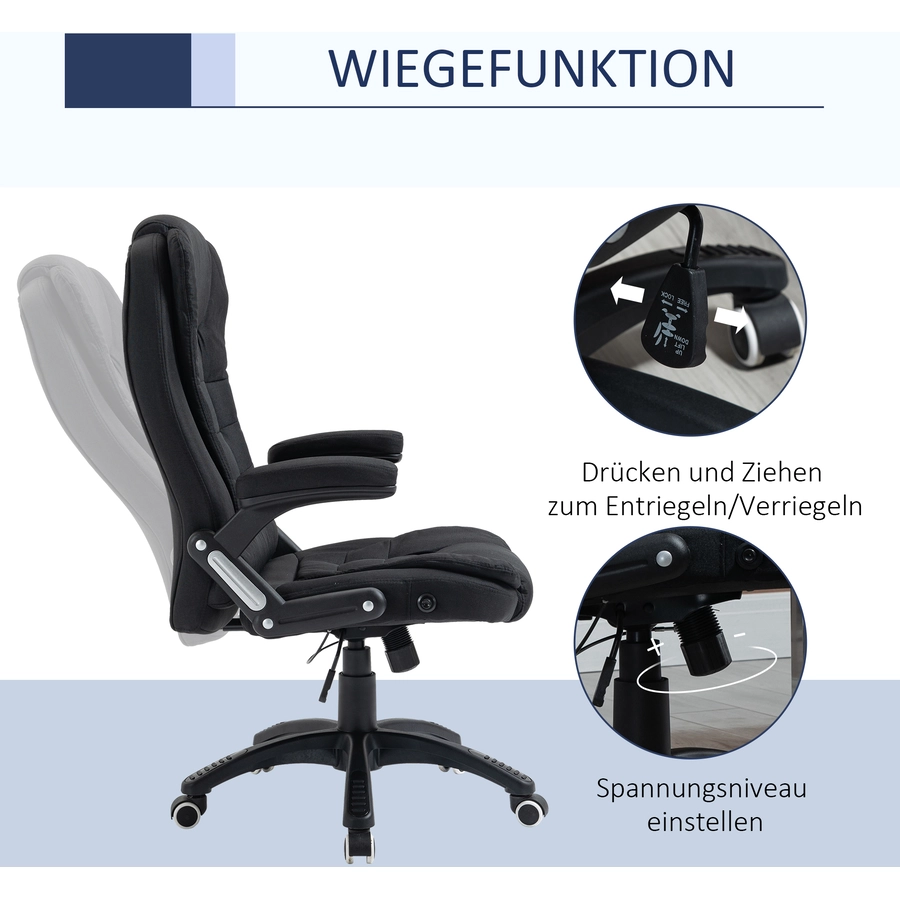 Vinsetto Bürostuhl ergonomisches design, Atmungsaktiv Schwarz