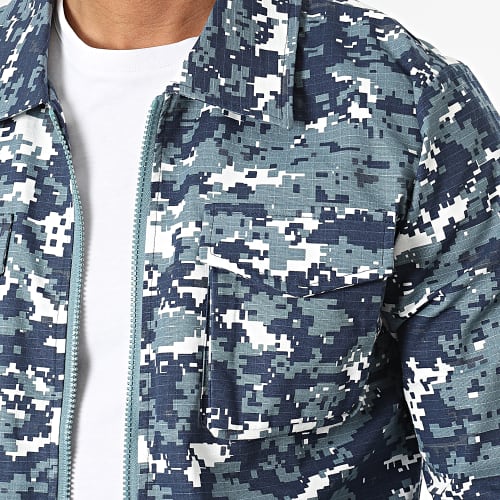 Veste Zippée Bleu Clair Bleu Marine Camouflage