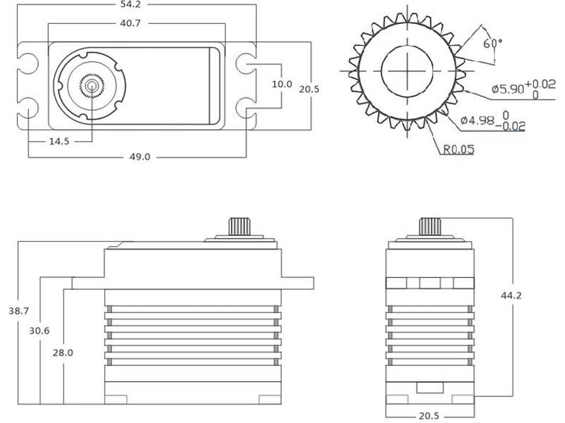 PowerHD Servo A-50CHV, 50 kg Digital HV Highend Standard Servo mit Coreless Motor und Aluminium Gehäuse