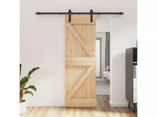 Porte coulissante et kit de quincaillerie 70x210 cm pin massif