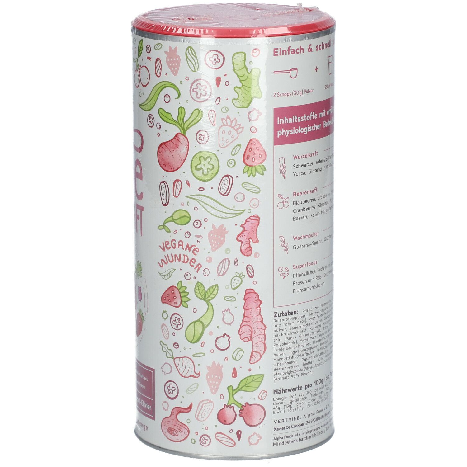 ALPHA FOODS Rote Kraft Kurkuma + Maca + Acai + Protein vegan