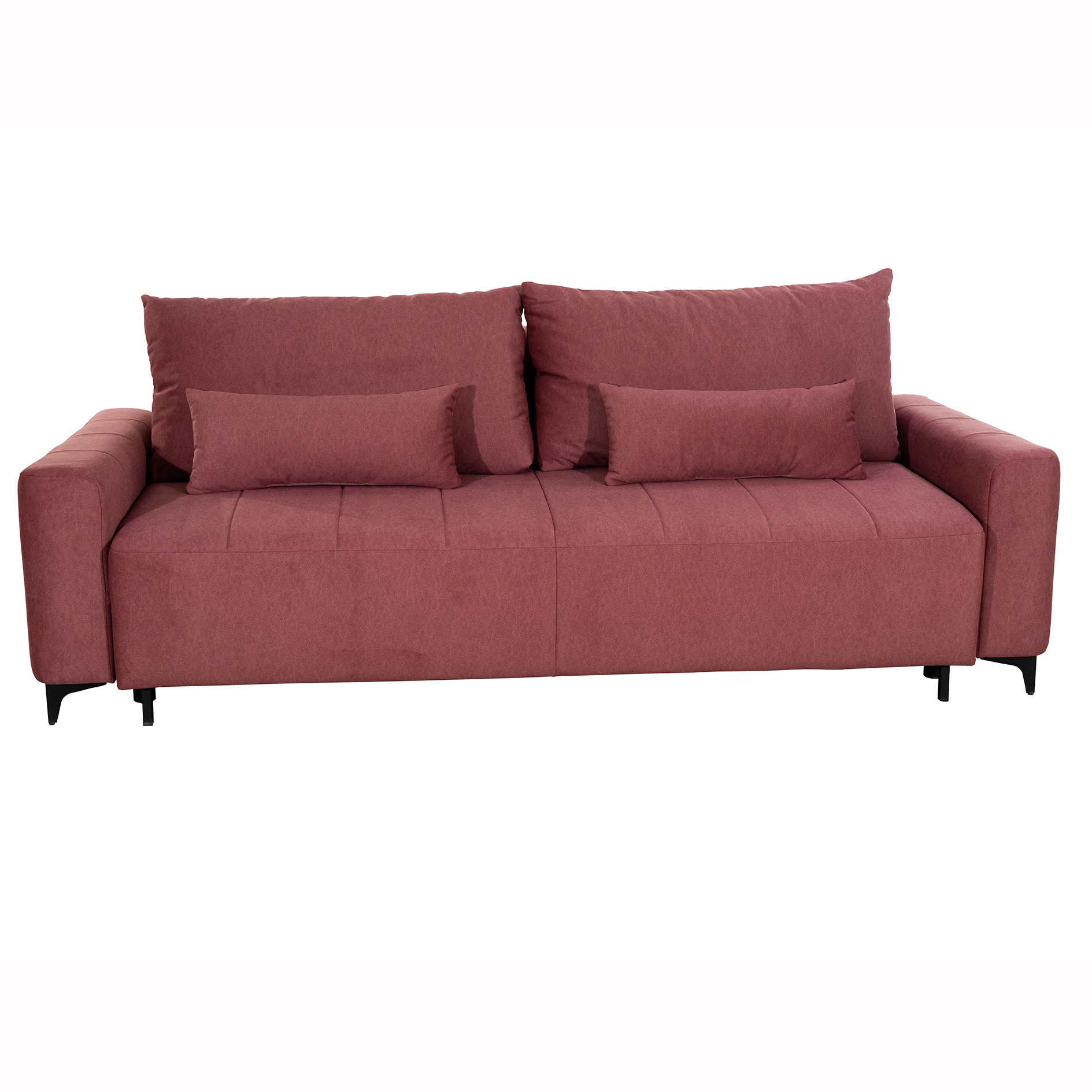 3-Sitzer Sofa - rot - Samt - mit Staukasten