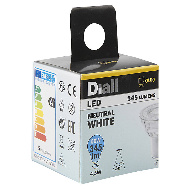 Ampoule LED GU10 spot Diall 4,5W=50W blanc neutre