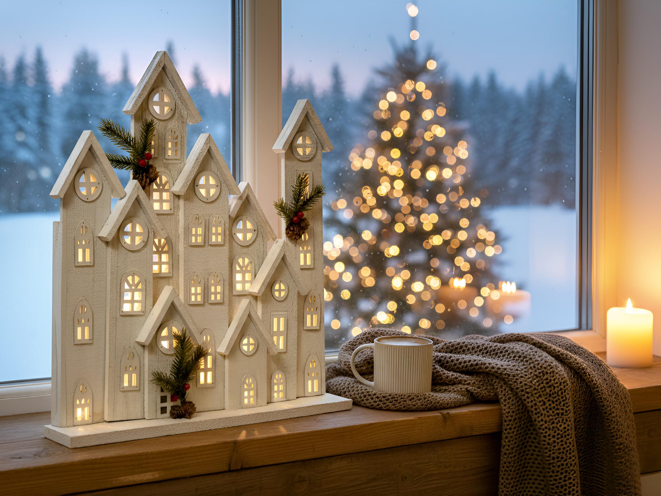Kerstdecoratie LED MAAVESI Huis 53 cm Wit