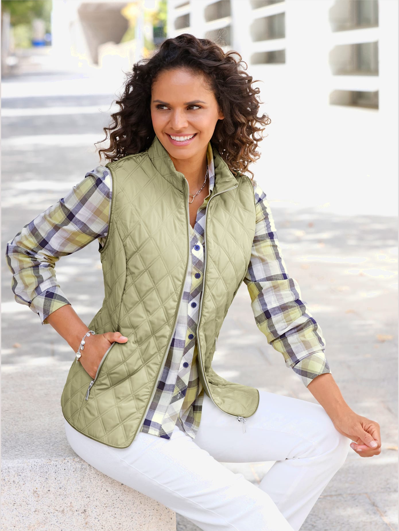 Gilet matelassé piquage losange fantaisie