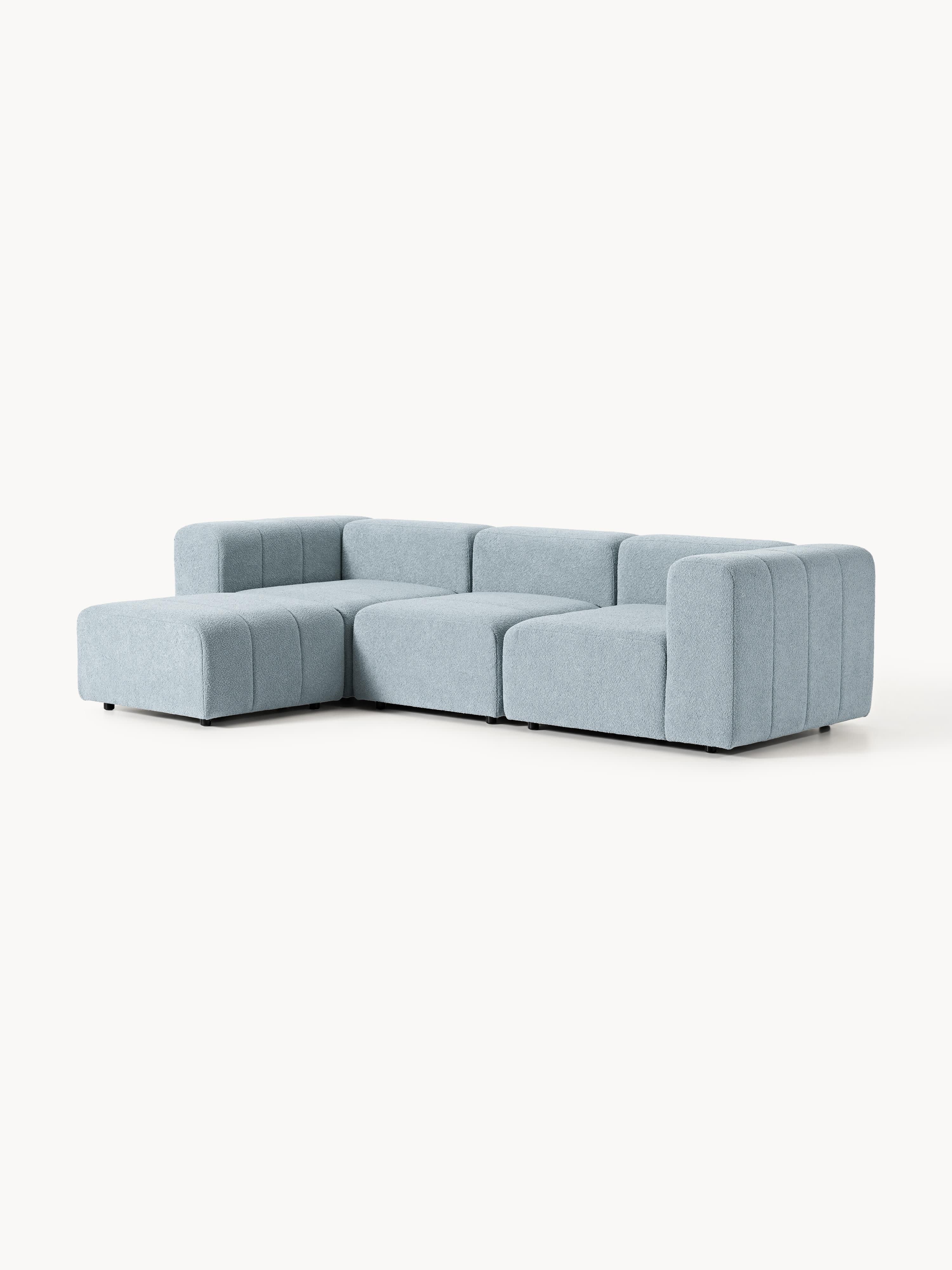 Modulaire bouclé bank Lena (4-zits) met poef (links/rechts)