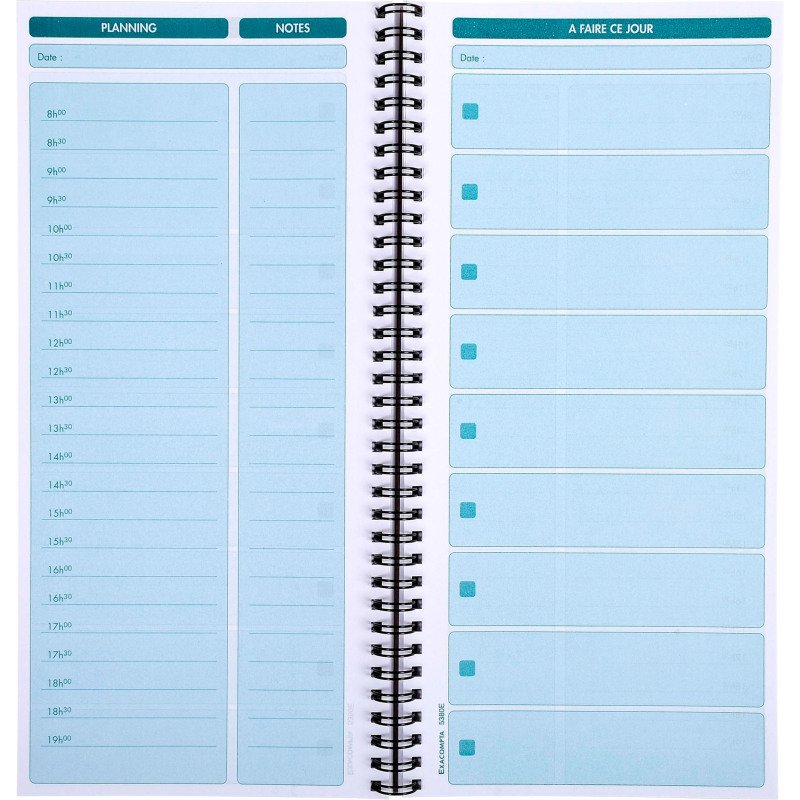 Carnet spirale A faire ce jour préimprimé Exacompta 29,7 x 14 cm - 125 feuilles