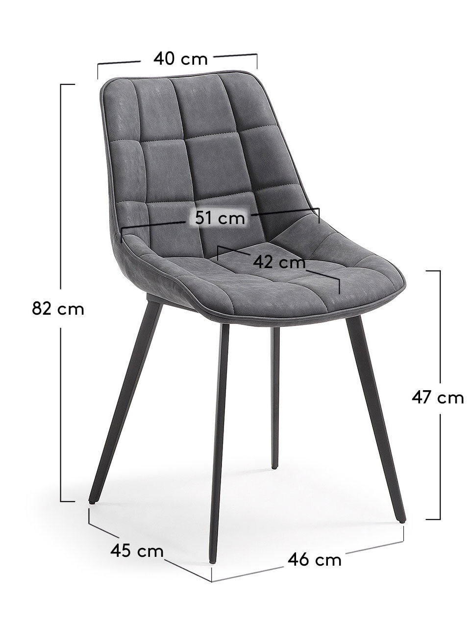 Kave Home Esszimmerstuhl ADAM 2er Set grau