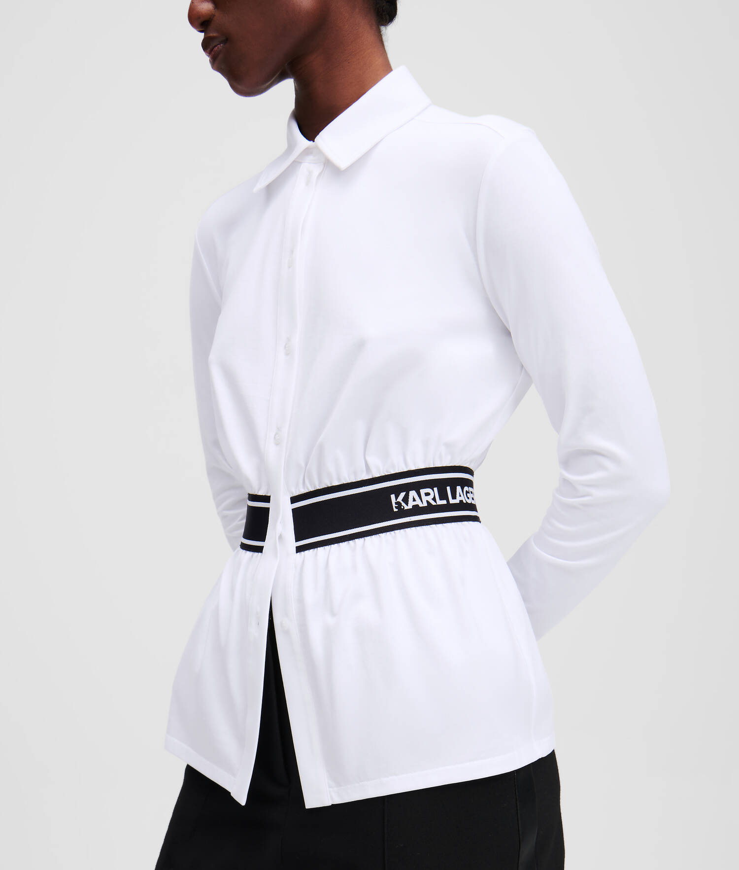 CHEMISE AVEC GALON À LOGO KARL - Blanc