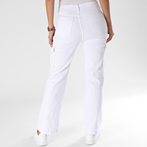Pantalon Cargo Jean Flare Femme Blanc