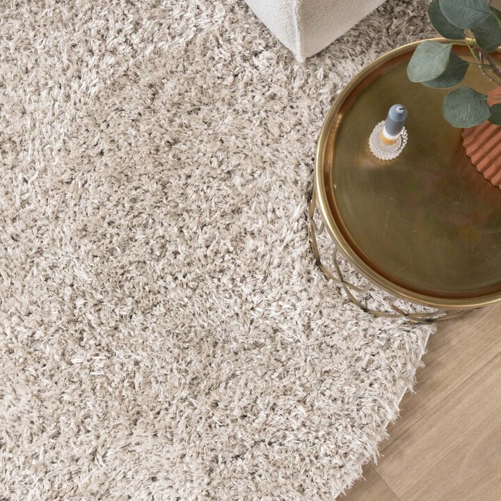 Rond Shaggy vloerkleed - Blaze Beige/Grijs | Luxe!