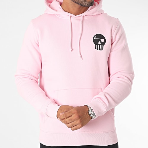 Sweat Capuche Logo Chest And Back Rose Noir