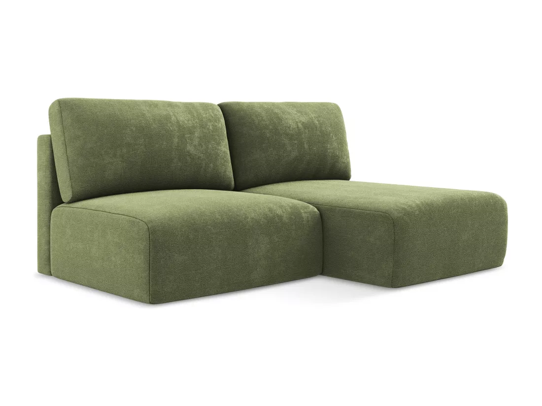 Canapé d’angle 3 places droit sans accoudoir convertible en Chenille - vert - KONA