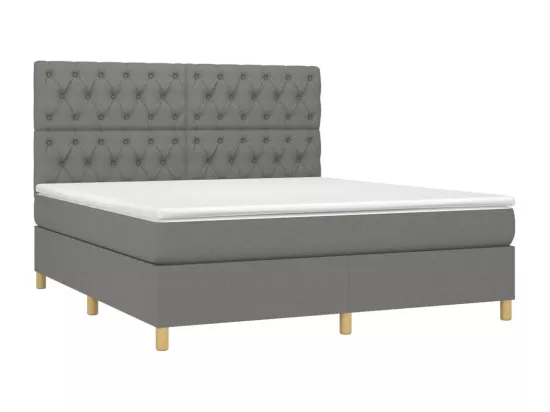 Sommier tapissier et matelas et LED Gris foncé 160x200 cm Tissu