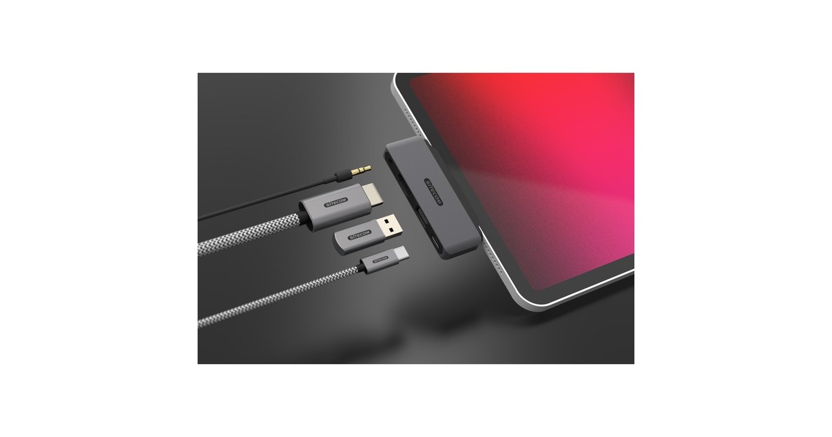 Sitecom4-in-1 iPad Multiport usb-hub  (Grijs)