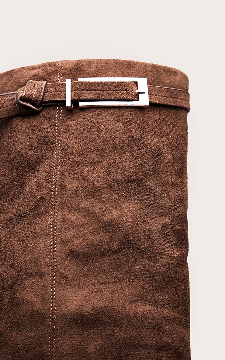 Chocolat Bottes À Talons En Synthétique À Bout Pointu Avec Détail Boucle Et Revers