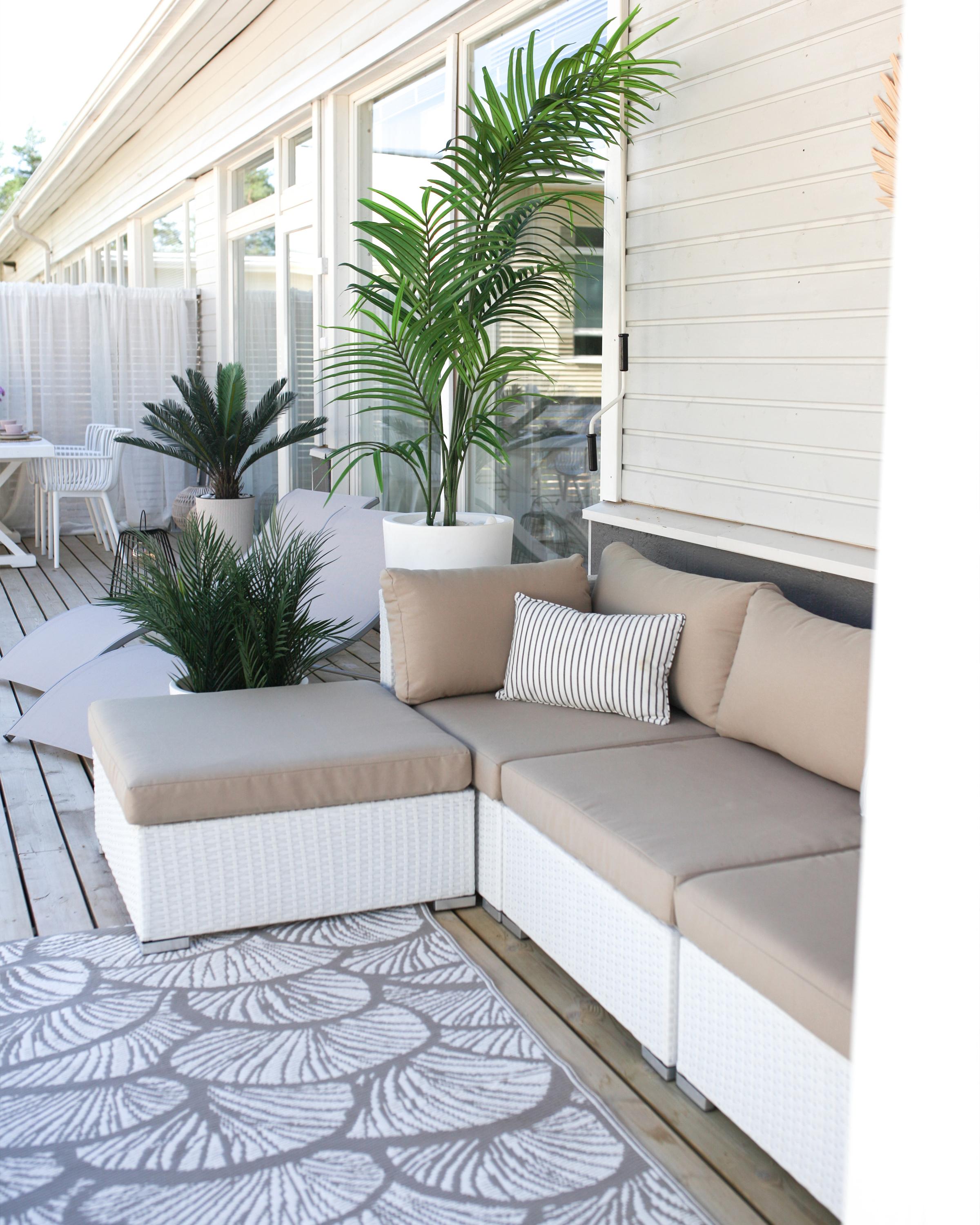 Tuin hoekloungeset met tafel 4-zits SANO rechtszijdig modulair PE rotan Wit