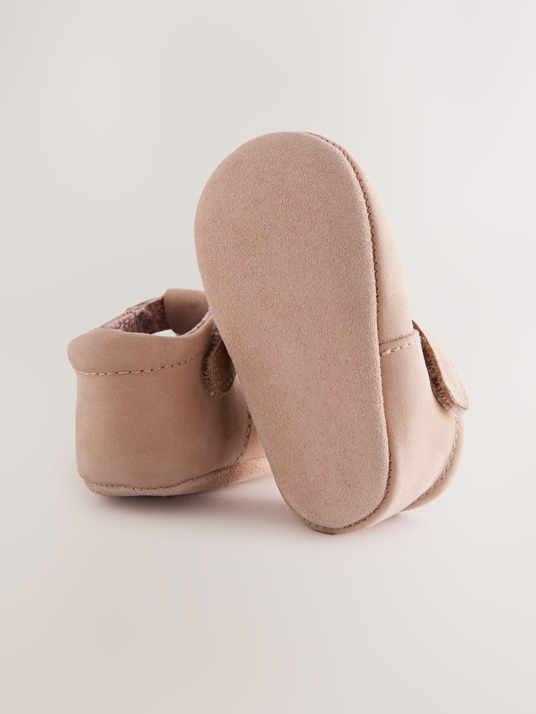 Lichtbruin - Leren babyschoen met T-bandje (0 - 24 mnd)