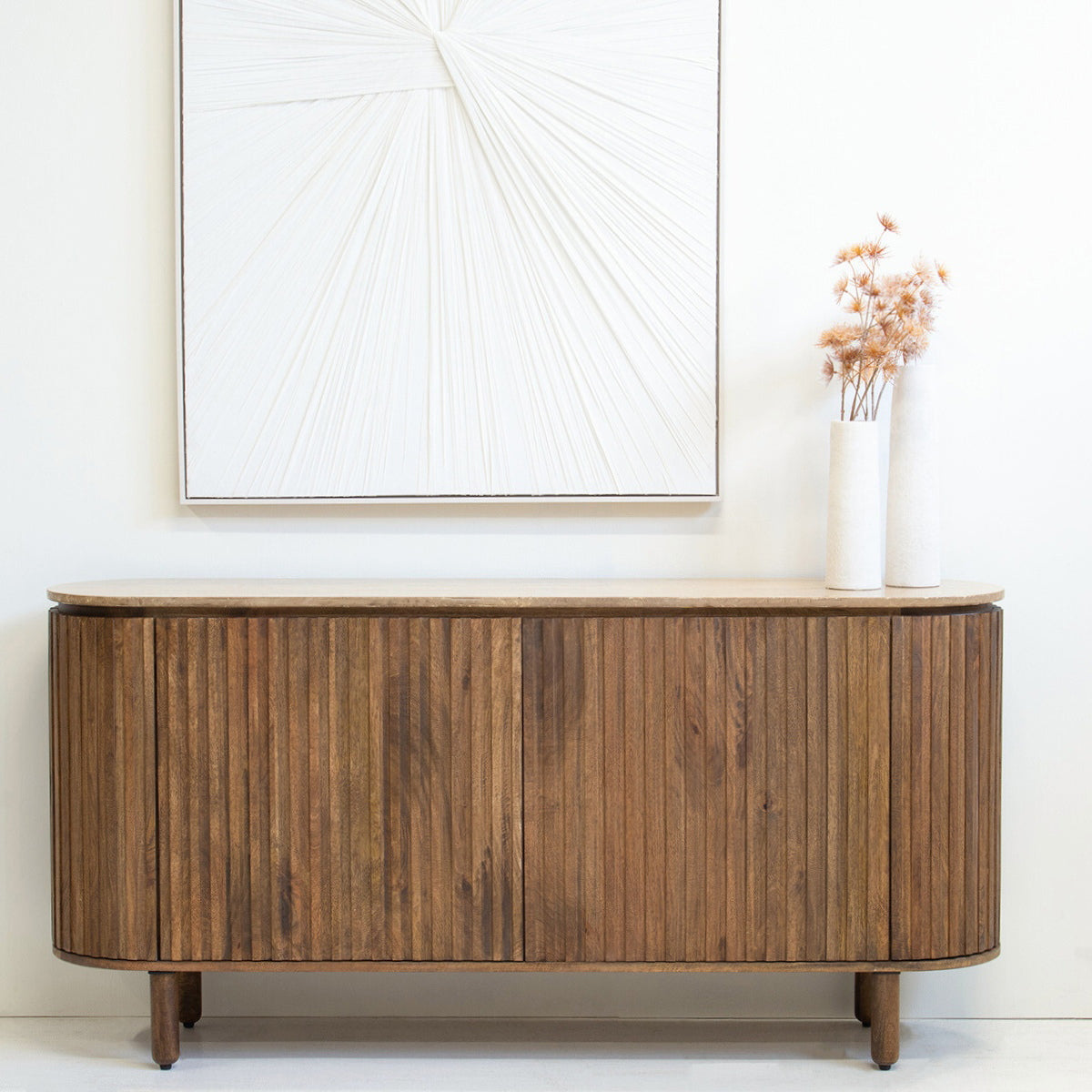 Giga Meubel - Dressoir Bruin Hout|Travertin - 175x40x85cm - Myra