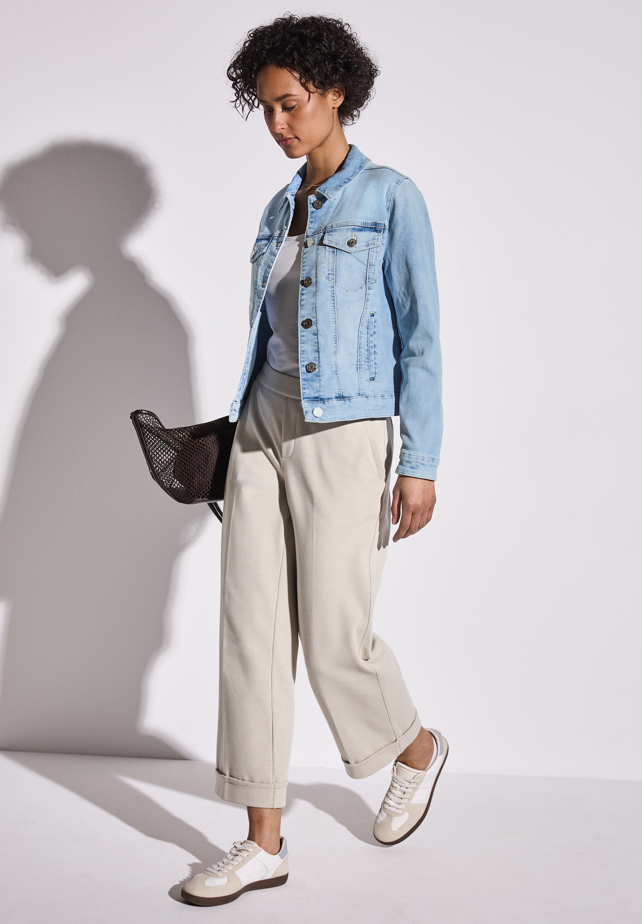 STREET ONE Jeansjacke ohne Kapuze im Bleached-Look und mit Knopfleiste