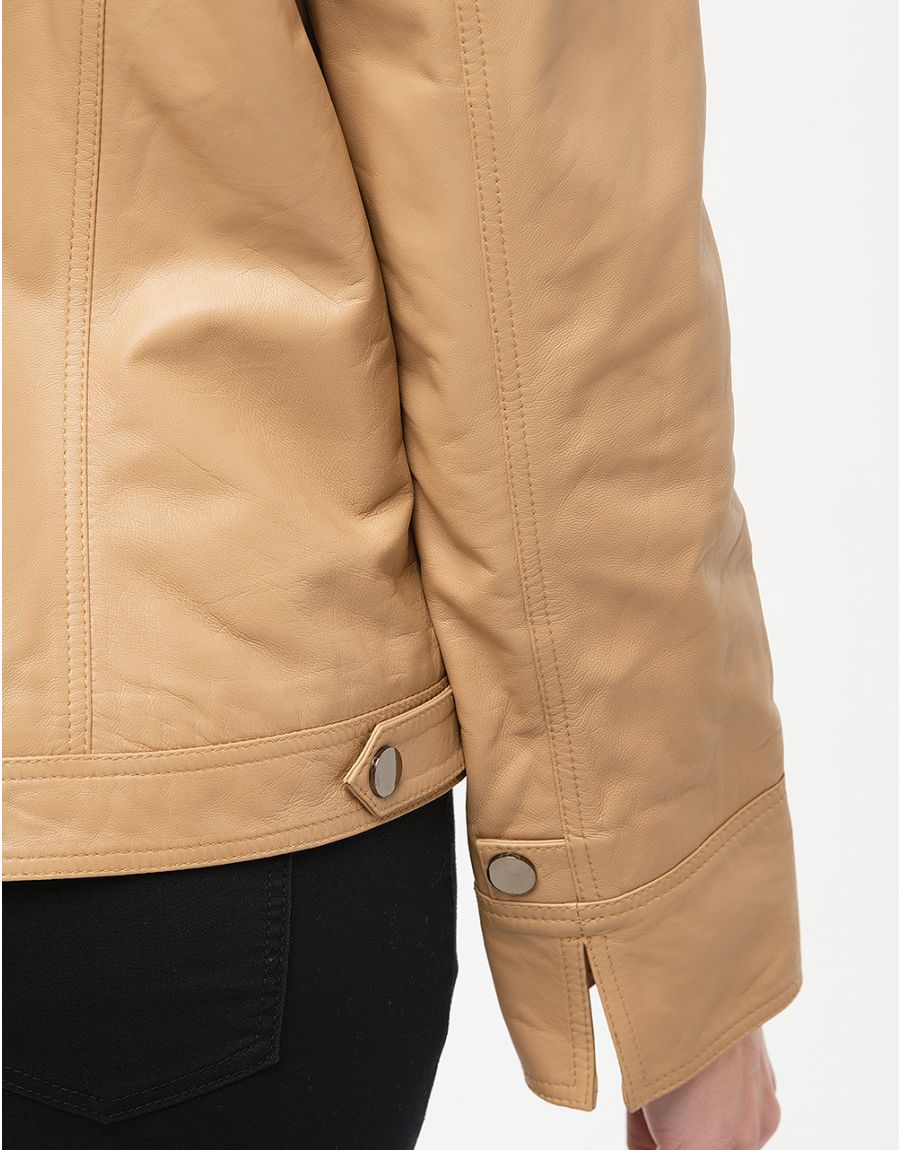 Veste 100% cuir beige