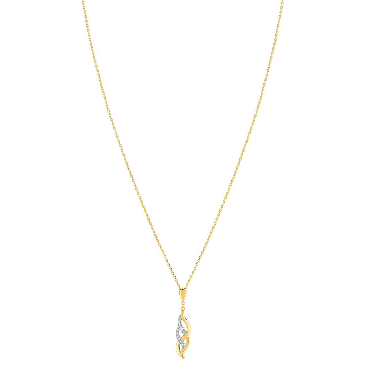 Collier plaqué or entrelacé zirconias 45 cm