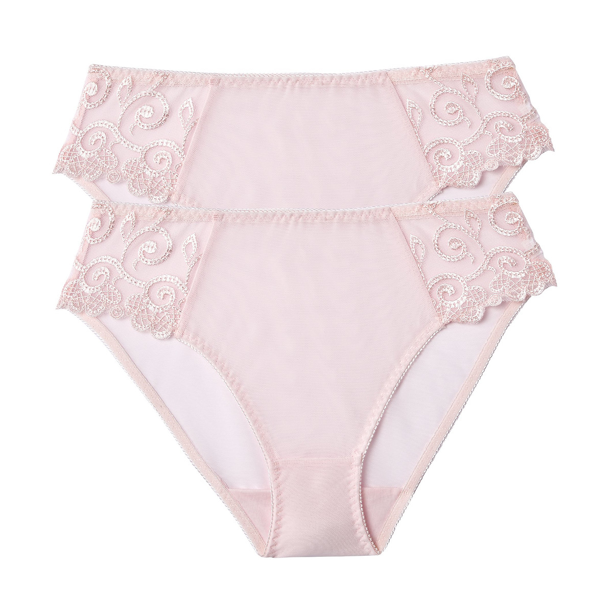 ANNE WEYBURN<br>Conjunto de 2 anáguas em tule transparente e tule bordado Lyssa