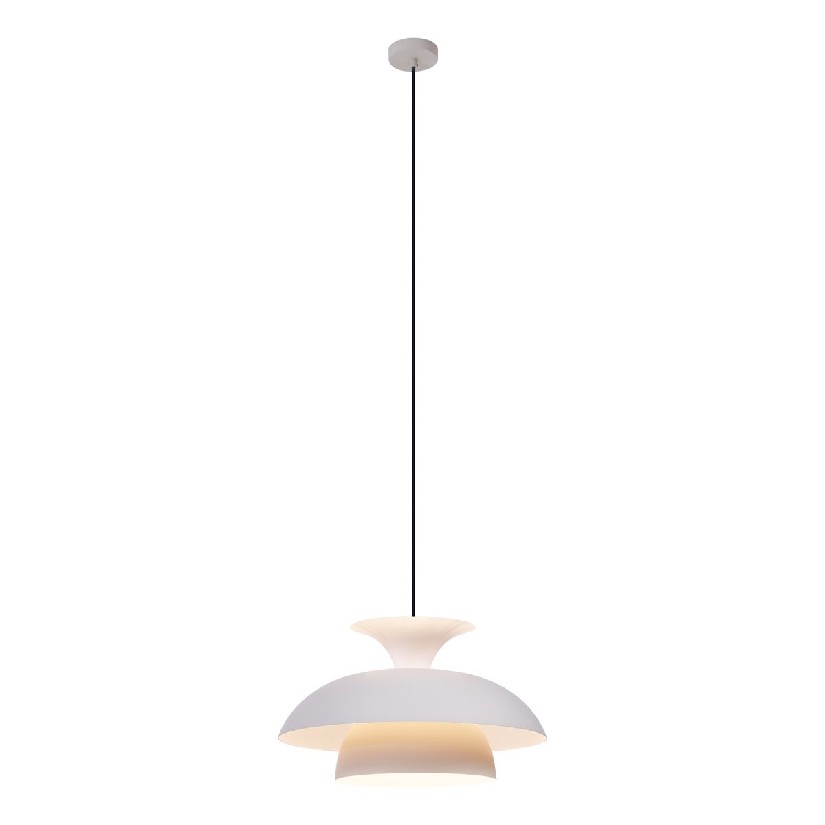 Scandinavische hanglamp beige met witte binnenkant - Titus