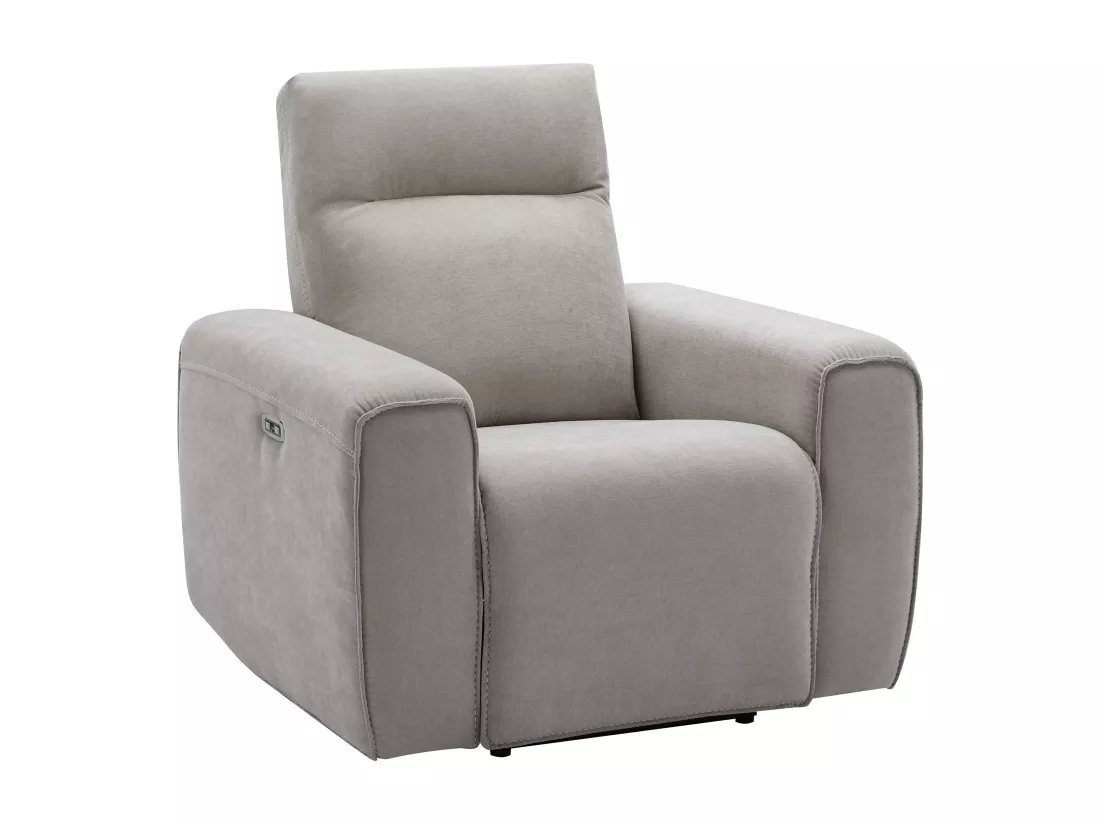 Canapé 3 places et fauteuil relax électrique en tissu gris LORGITA