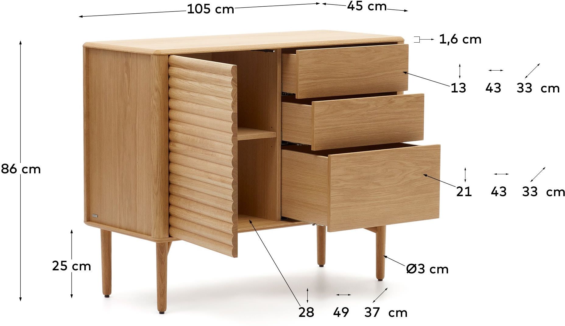 Kave Home   Lenon Naturel Dressoir
