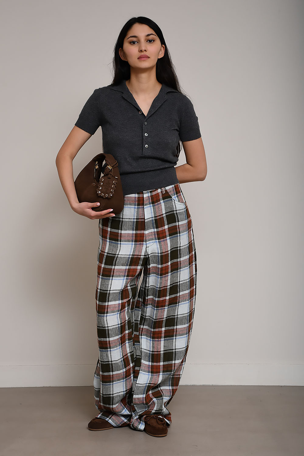 Courtney checked linen pants
