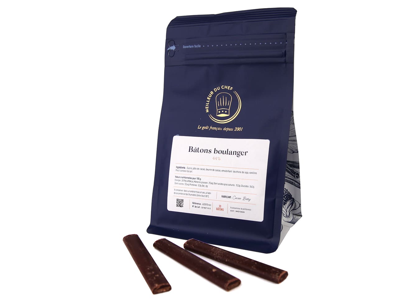 Bâtons de chocolat (x 30) - pour pain au chocolat - Callebaut