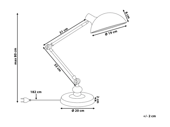 Lampe de bureau MERAMEC Réglable Métal Noir