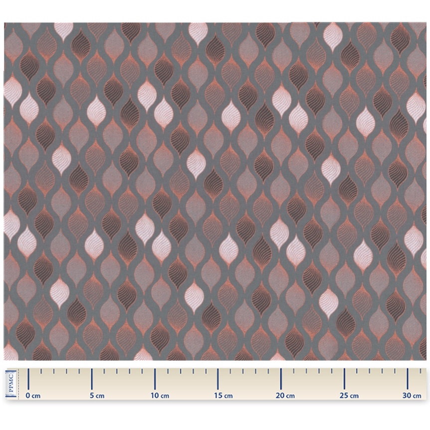 Tissu Coton Au Mètre Ex2352 Torsades Cuivré Gris