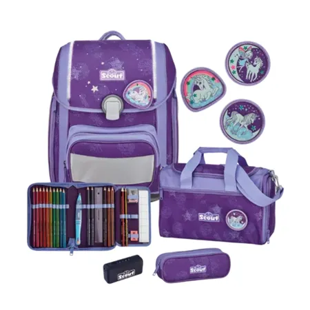 Scout Schulranzen-Set Genius Safety Light Lila Luna, 5-teilig