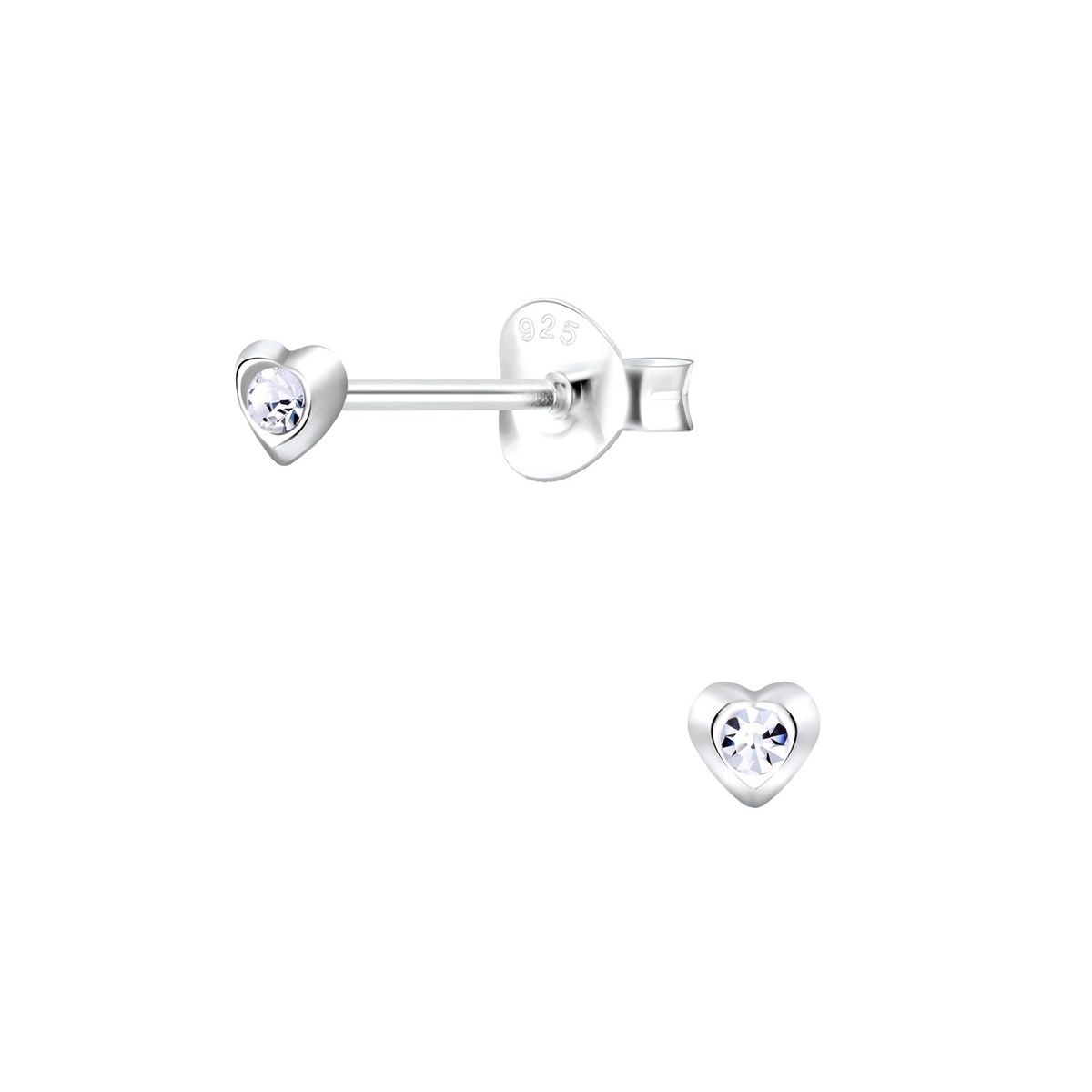 Boucles d'oreilles Coeur en argent 925 avec oxyde de zirconium blanc