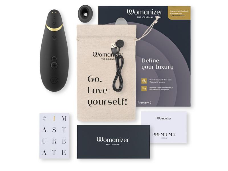 Womanizer Vibrator Premium 2 black Auflegevibrator mit Pleasure Air Stimulator für genussvolle Momente