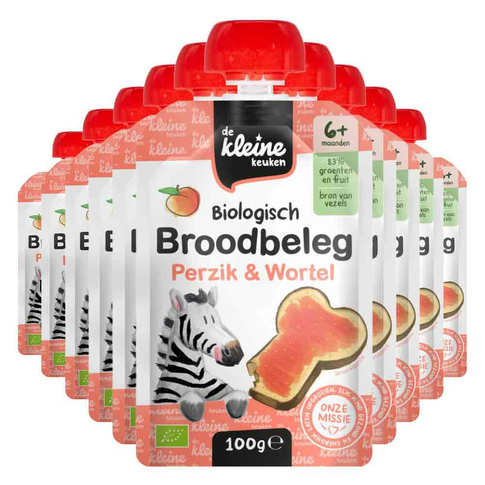 10x de Kleine Keuken Bio Broodbeleg Perzik & Wortel 100 gr