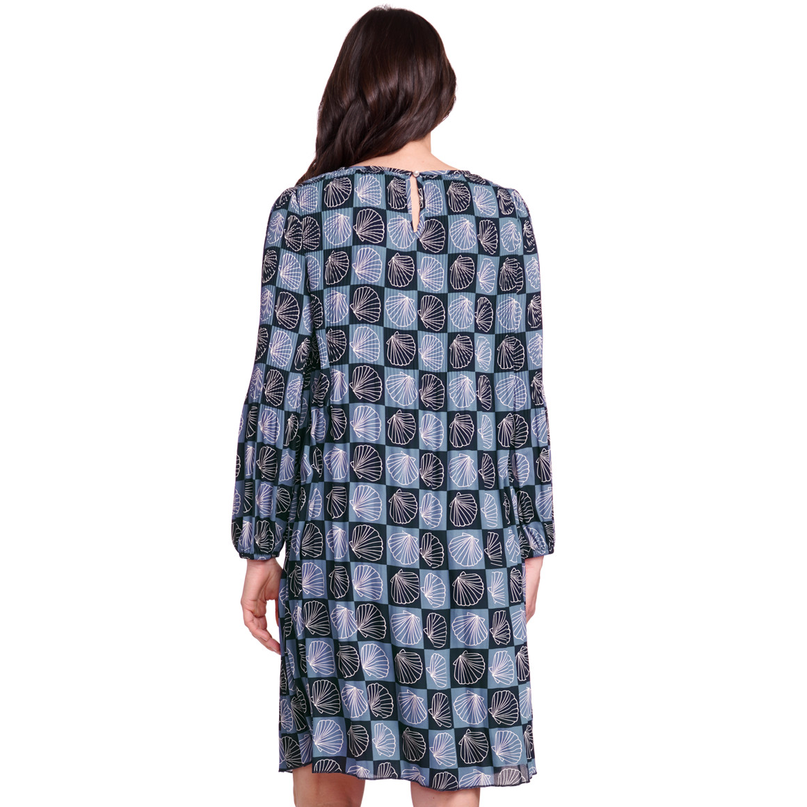 Gina Benotti Damen Plissee-Kleid mit Muschel-Motiven dunkelblau