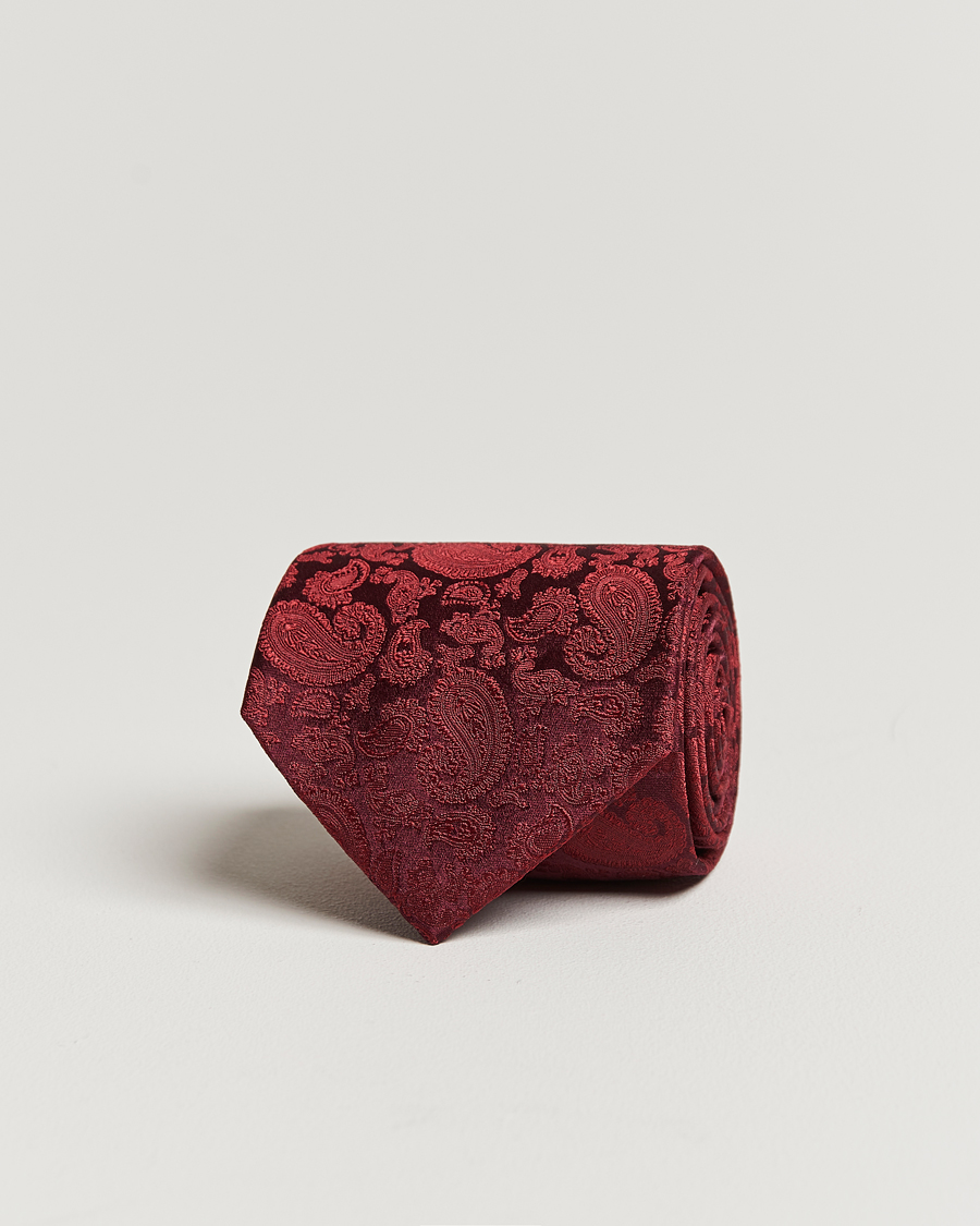 Amanda Christensen Silk Tonal Paisley Tie 8 cm Wine