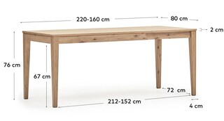 Kave Home Ausziehbarer Esstisch YAIN 160 - 220 x 80 cm braun
