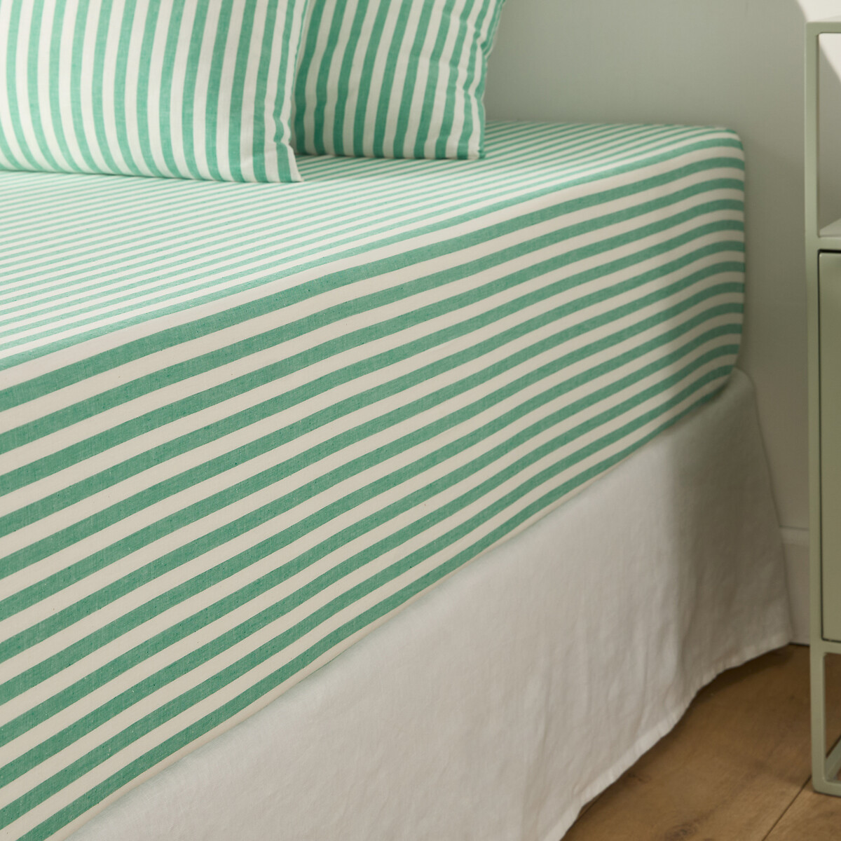 LA REDOUTE INTERIEURS<br>Lençol de algodão dobrável 30 cm, verde, Soizic